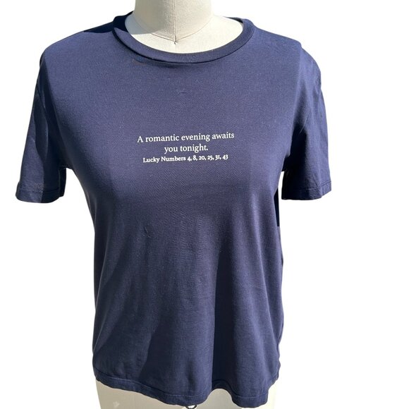 Stella McCartney Lucky Numbers Fortune Cookie Shirt Navy Blue sz 34 XS / S - Picture 1 of 4
